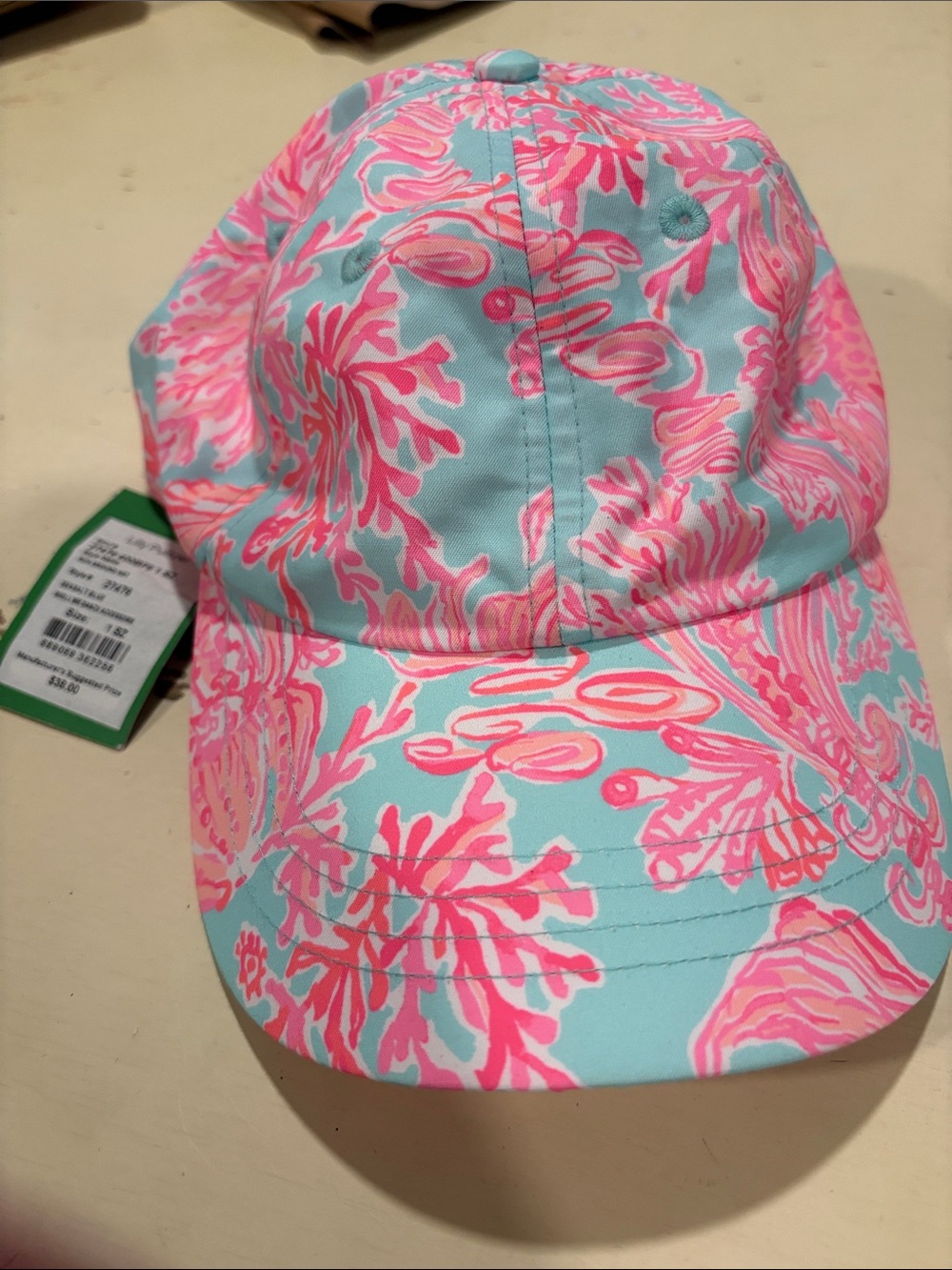 Lilly Pulitzer Run Around Hat Seasalt Blue Shell We Dance Seashells Coastal NWT
